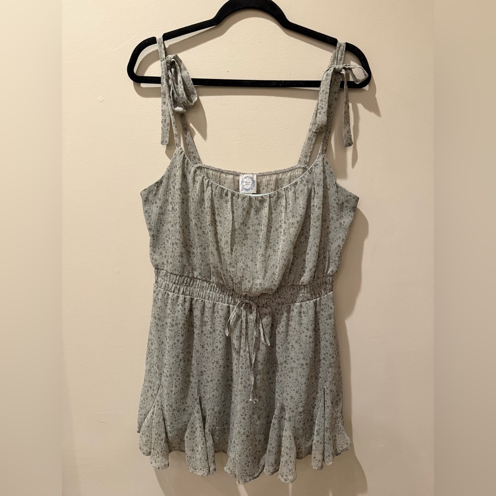 Blue Rain Mint Floral Romper